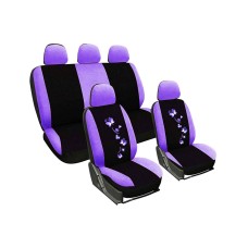 Butterfly Design 11 piece Seat Cover Set (Purple & Black)