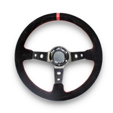 Grip Forge Concave Black & Red Drift Suede Steering Wheel (350mm)