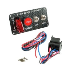 Racing Spec Switch Panel with Triple Toggle & Engine Start Button (Carbon Fibre Pattern) Racing Spec Switch Panel with Triple Toggle & Engine Start Button (Carbon Fibre Pattern)