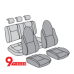 Universal F1 Style Black and Grey Fabric Seat Covers 9 Piece
